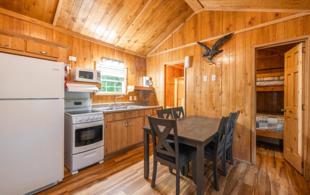 Kitchen of the Deluxe Kozy Kabin at Ozark Outdoors Riverfront Resort