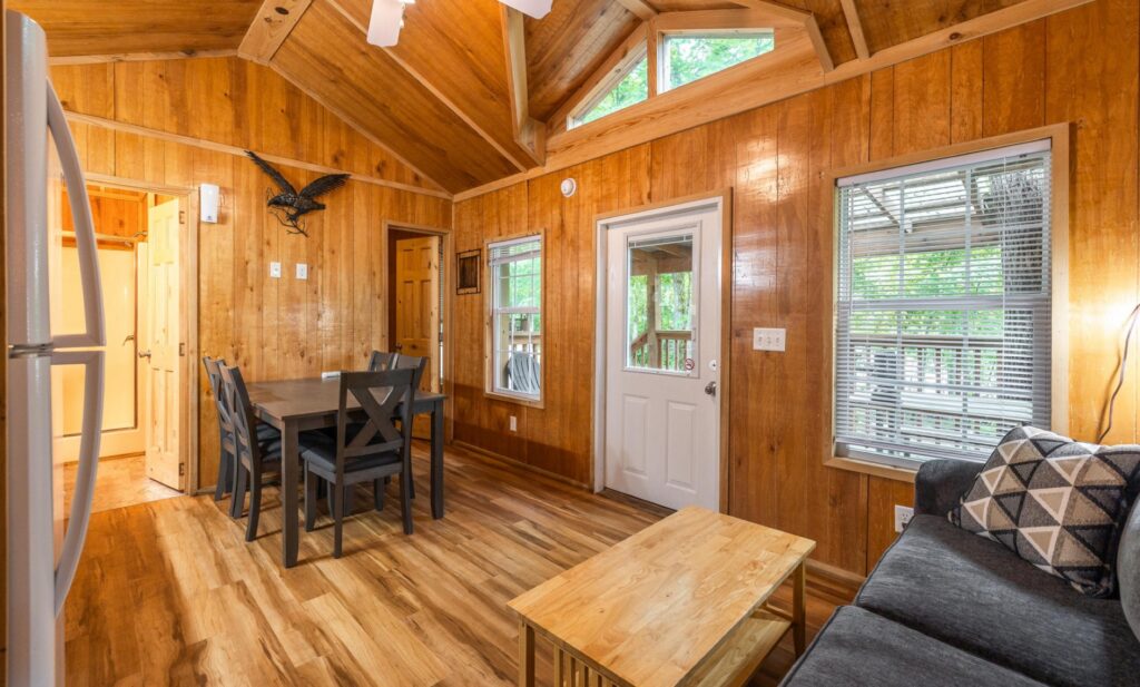 Living Room of the Deluxe Kozy Kabin at Ozark Outdoors Riverfront Resort