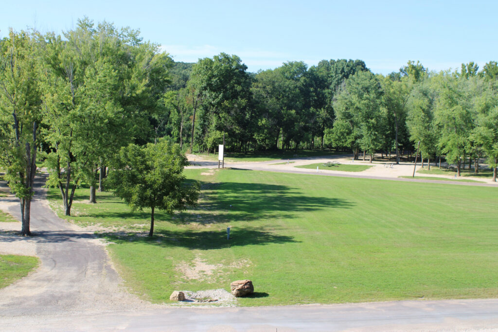 The view from Lookout Lodge over the campground